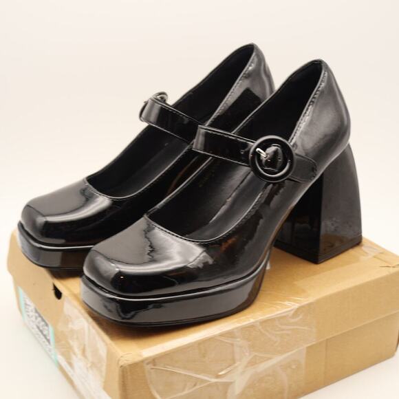 Cellenz Shoes - NEW Mary Jane Women's 7 Platform Black Patent Chunky Heels Shoes